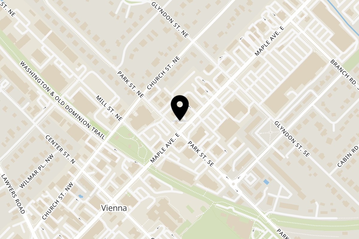 Map showing the location of Chit Chaat Cafe on 200 Maple Ave E in Vienna